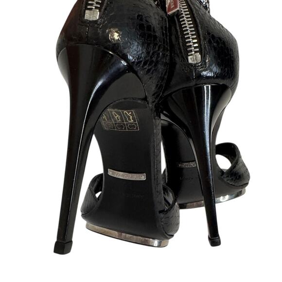 Roberto Cavalli Exotic Snakeskin Crystal Panther Platform Heels Size 39 - Picture 7 of 14